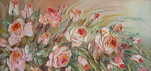 Original oil painting The roses