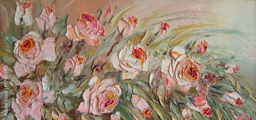 Obraz na płótnie Oryginalny obraz olejny Róże
