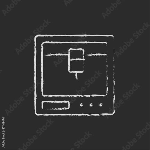 Isometric 3d printer drawn in chalk