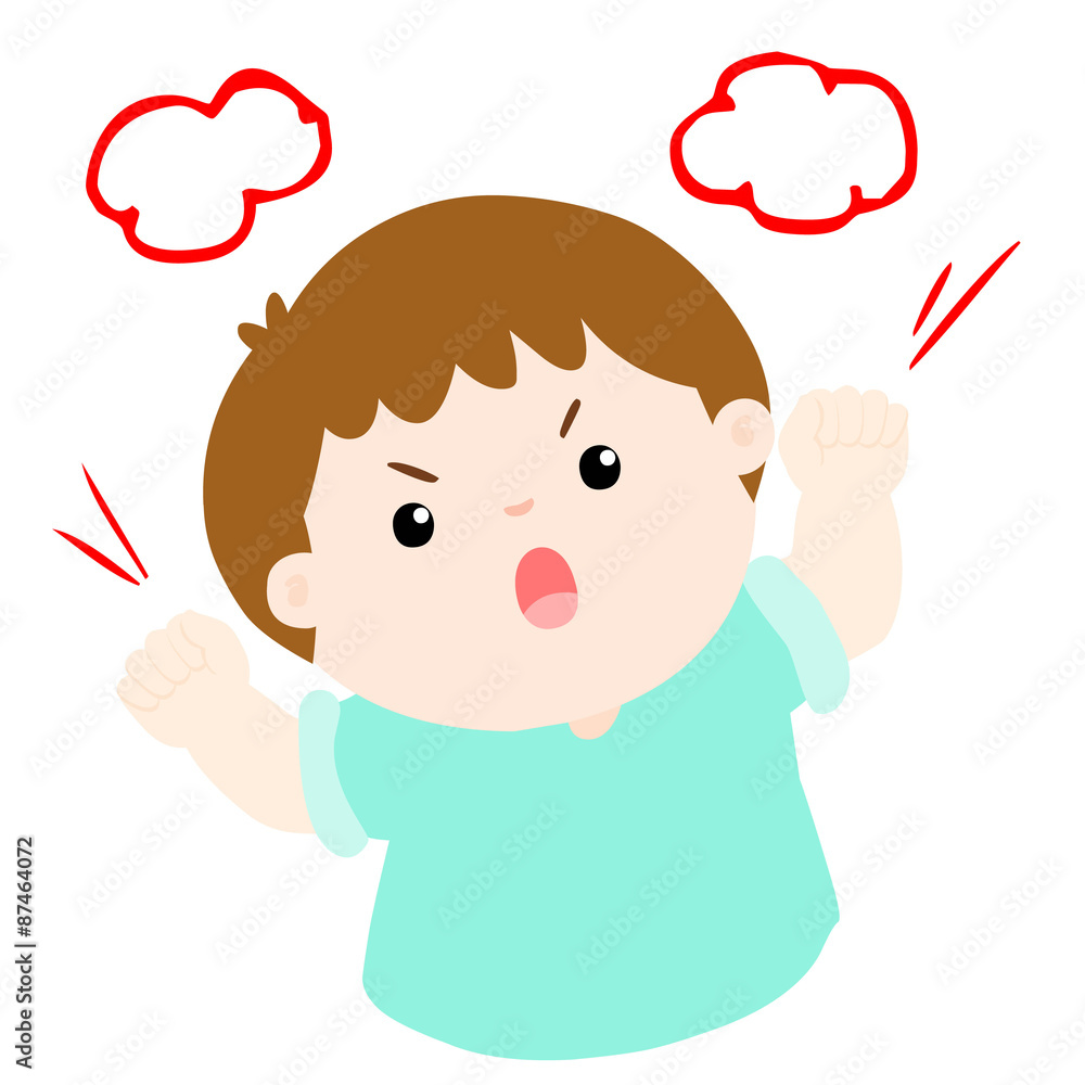 angry boy shout loudly on white background vector angry boy shout loudly on white background vector