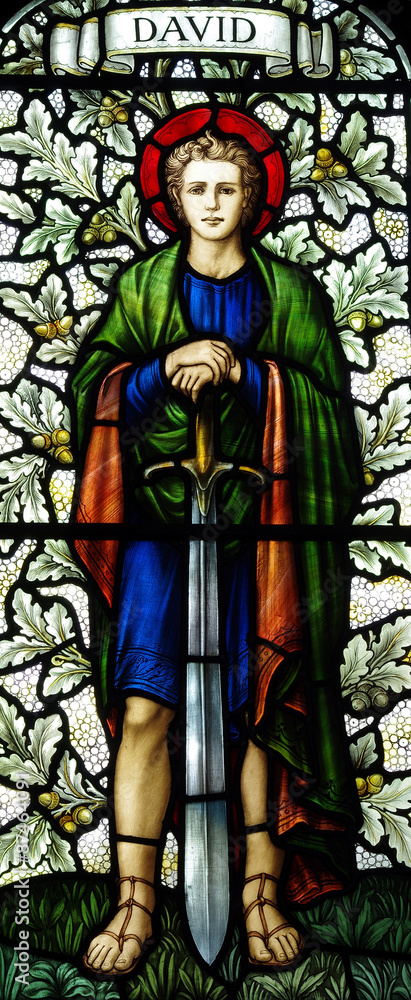 Young King David in stained glass