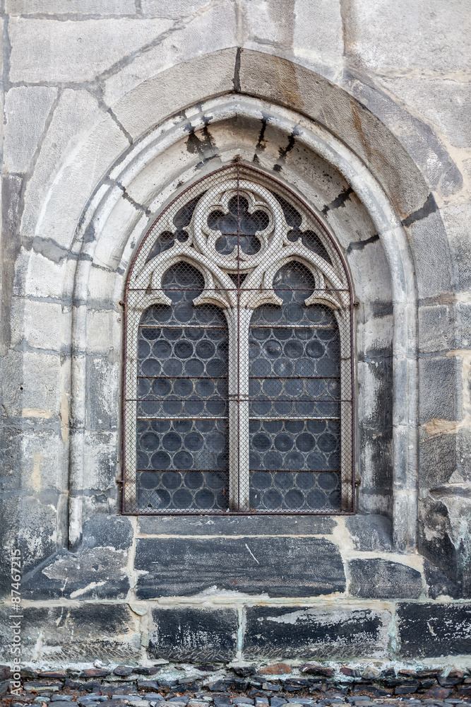 Old gothic cathedral window.