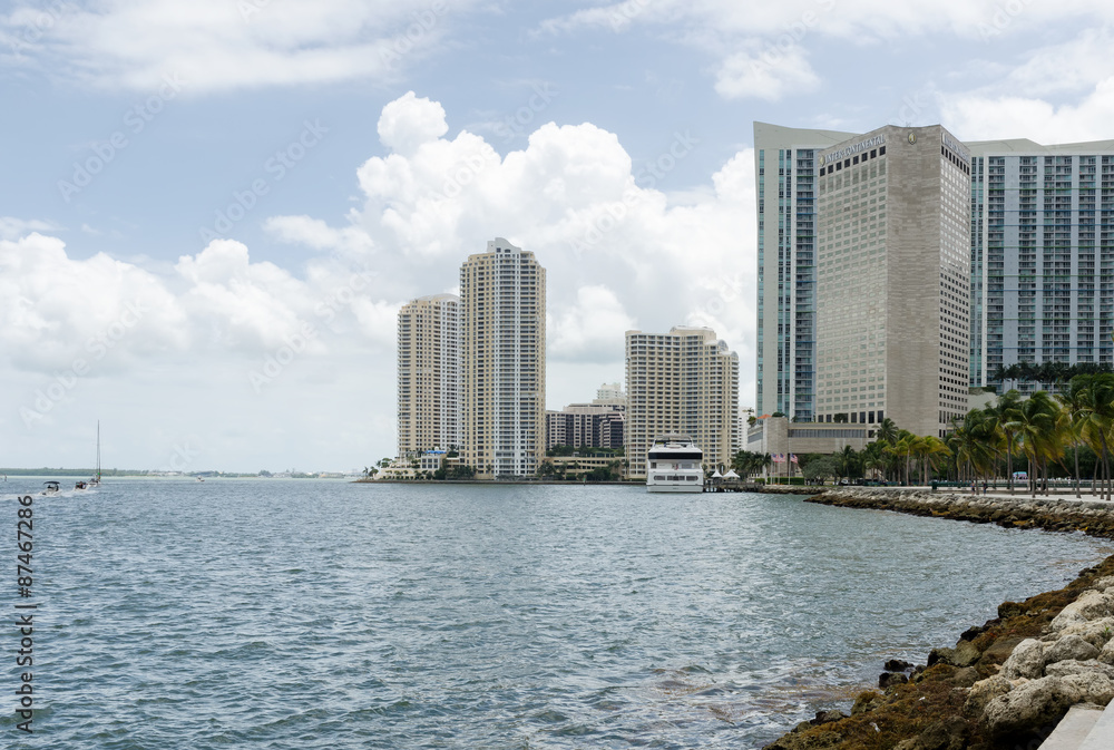Fototapeta premium Miami, Florida, skyscrapers and Atlantic ocean