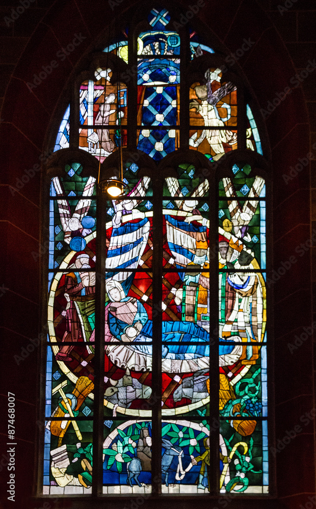 Bremen Cathedral. Window, interior of church, Germany