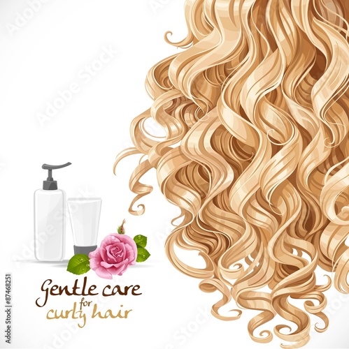 Gentle care for curly hair. Hair background