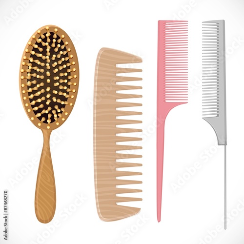 Hair combs set isolated on a white background