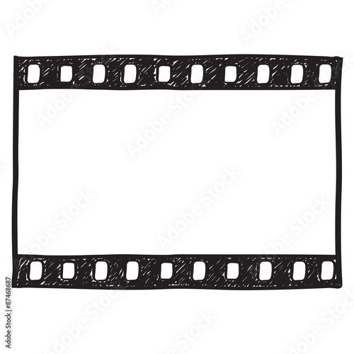 Film strip background. Empty film frame sketch style , vector.