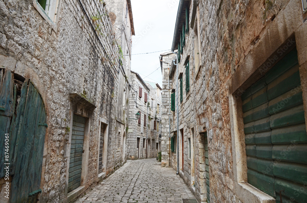 Historic streets of Stari Grad, Hvar island, Dalmatia