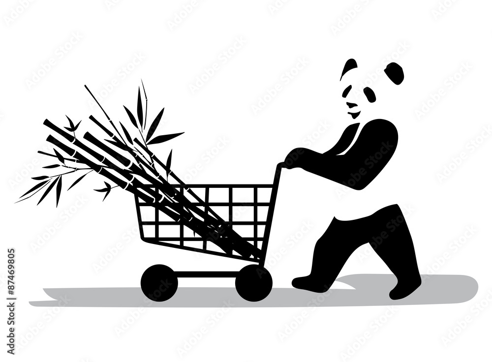 Fototapeta premium Panda in supermarket
