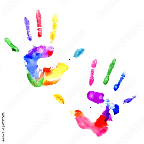 Handprint in vibrant colors of the rainbow