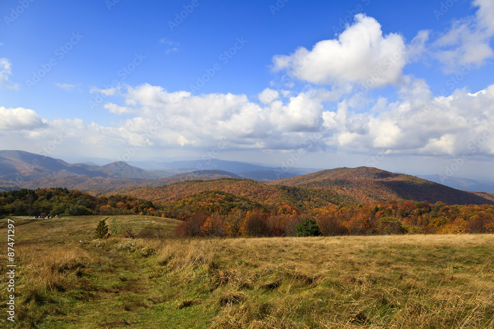 View from Max Patch Bald in North Carolina in the Fall
