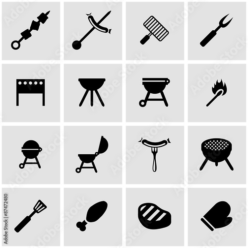 Vector black barbecue icon set