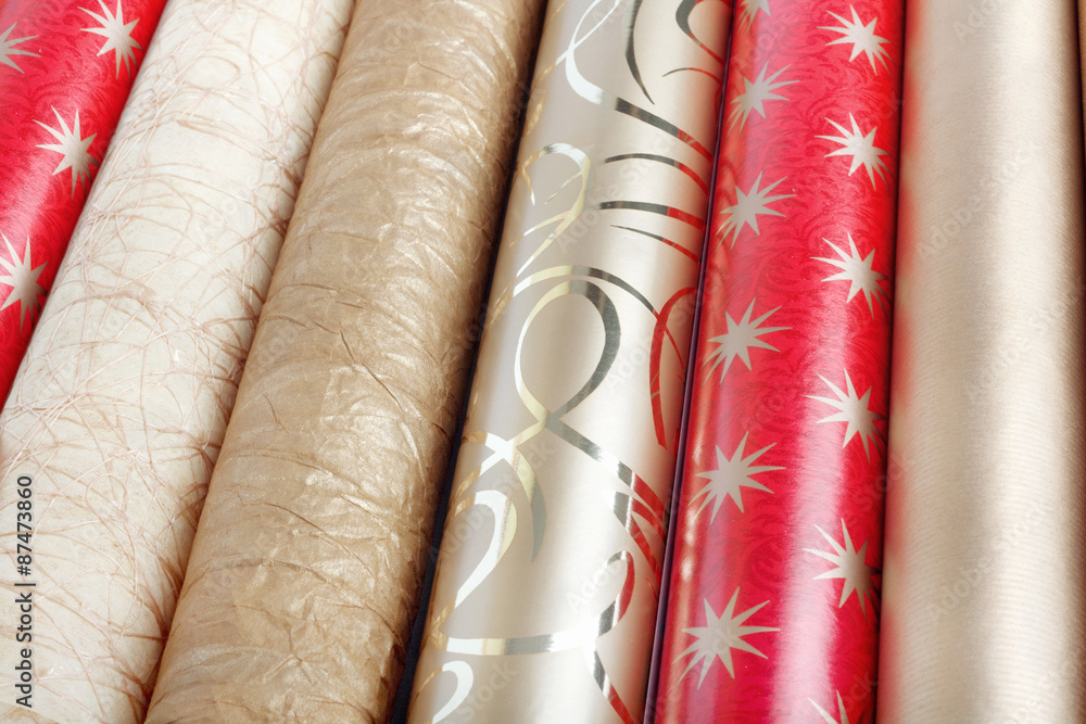Rolls of multicolored wrapping paper Rolls of multicolored wrapping paper