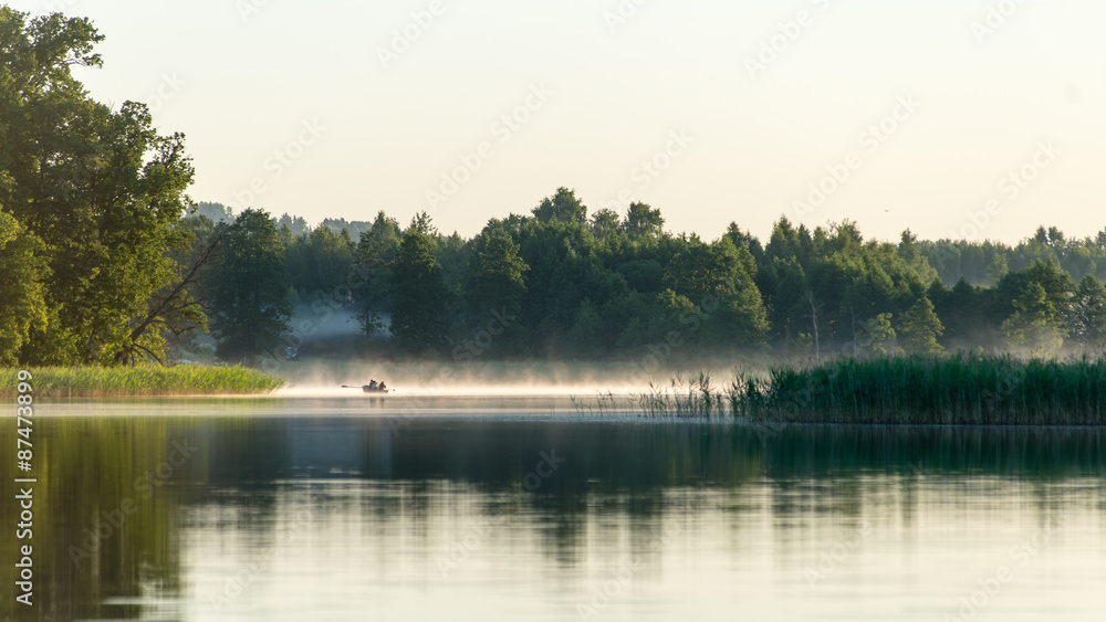 Fototapeta premium symmetric reflections on calm lake
