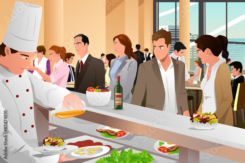 Business People Eating in a Cafeteria