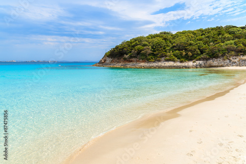 Fototapeta Naklejka Na Ścianę i Meble -  Beautiful sandy Petit Sperone beach with turquoise sea water, Corsica island, France