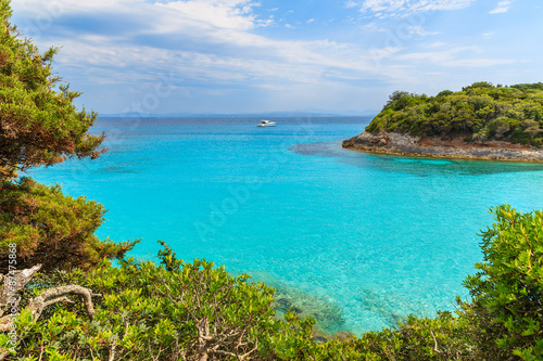 Turquoise water of Petit Sperone bay, Corsica island, France