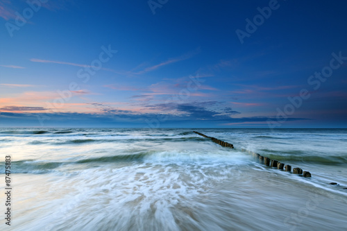 Baltic Sea and breakwater. Long exposure #87475883
