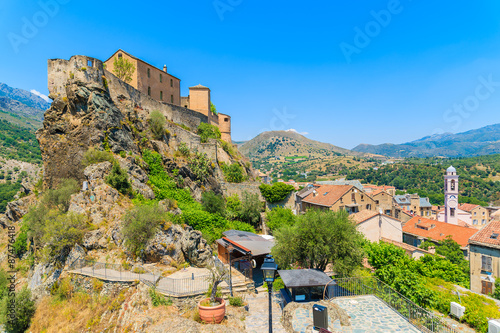Bilde på lerret Citadel built on top of a hill in Corte town, Corsica island, France