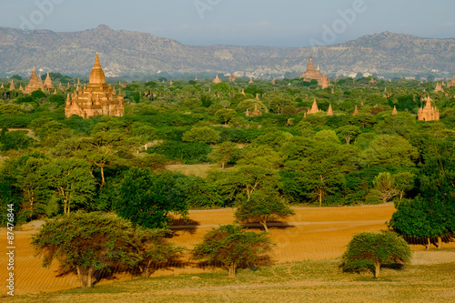 Scenic view of landscape  fields and temples in Bagan  Myanmar