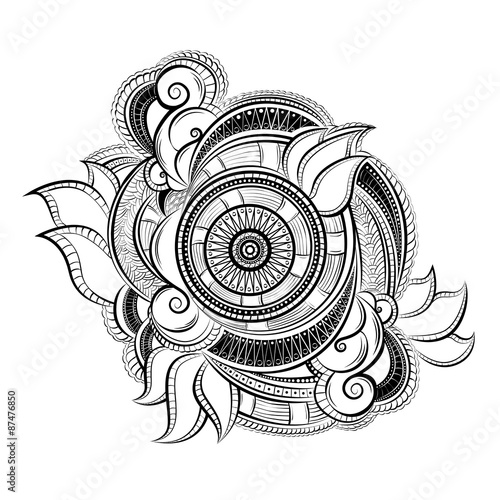Abstract paisley ornament. Ethnic doodle illustration isolated on white background
