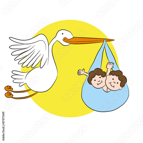 Stork Delivers Twin Babies