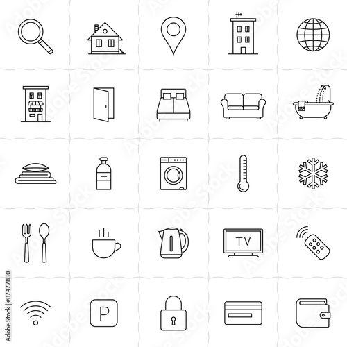 Accommodation booking icon set