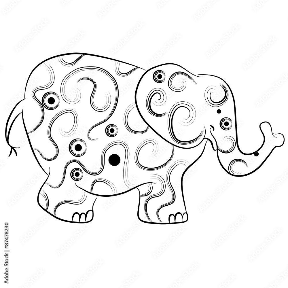 Simple Elephant Outline Zentangle Style Simple Elephant Outline Zentangle Style