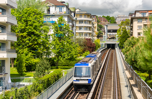 Canvastavla View of a metro train in Lausanne - Switzerland