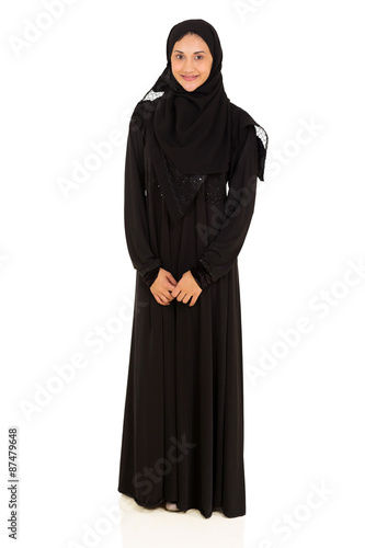 young muslim woman full length portrait