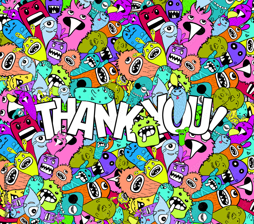 thank you doodle hipster colorful background