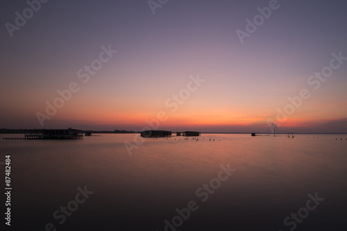 Vew of the sunset on the Lake Maracaibo, Venezuela