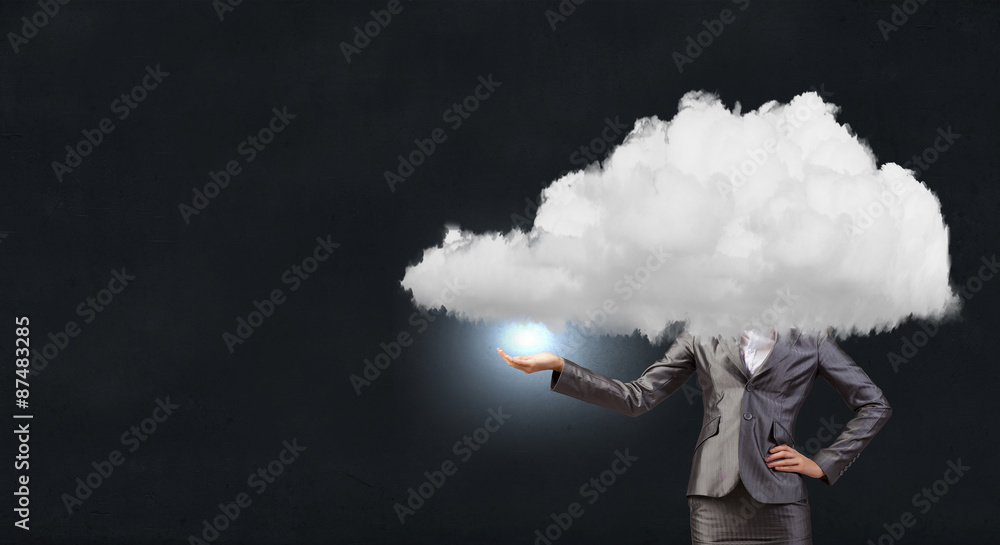Woman with cloud head