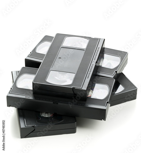 Heap of video home system movie cassettes