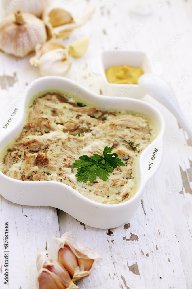 Fotografie Jellied pork with garlic