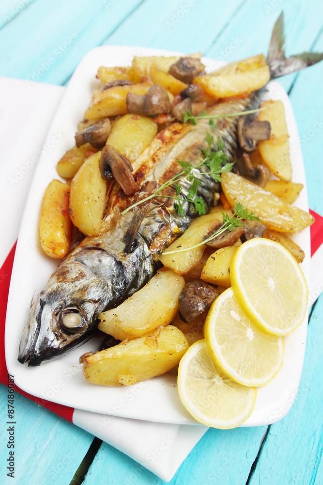 Baked mackerel with vegetables Baked mackerel with vegetables