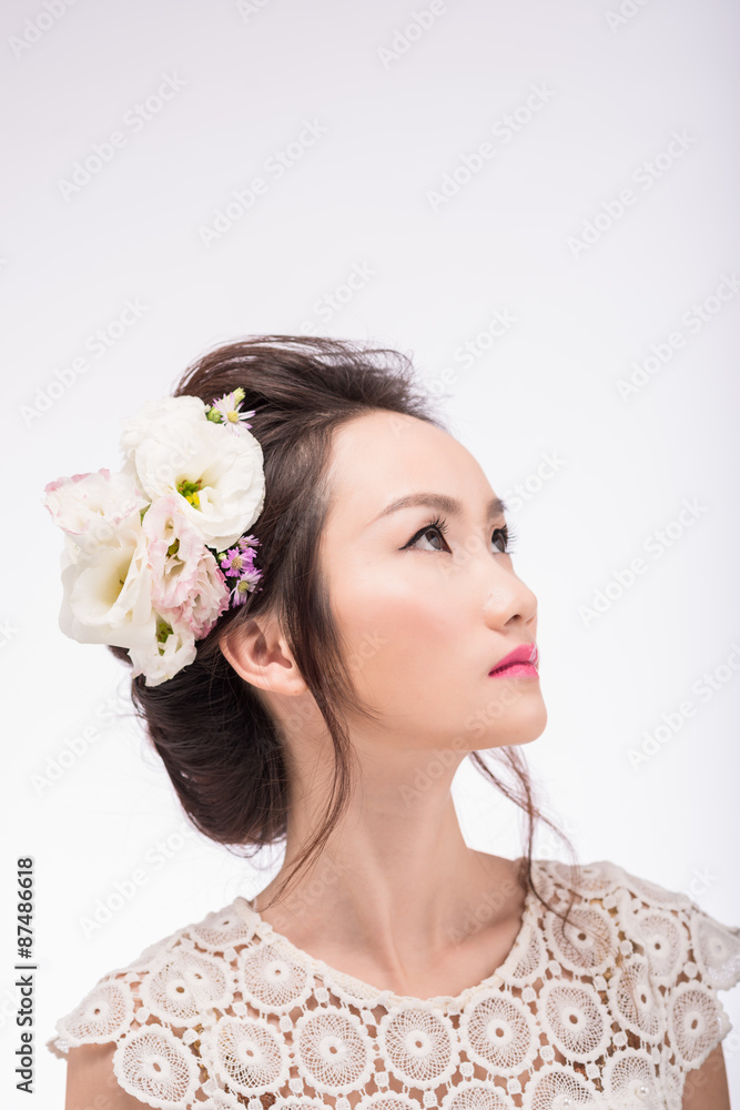 Woman with summer hairstyle