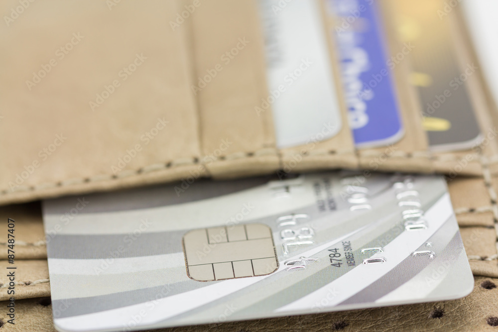 Credit cards in wallet, Soft focus Credit cards in wallet, Soft focus