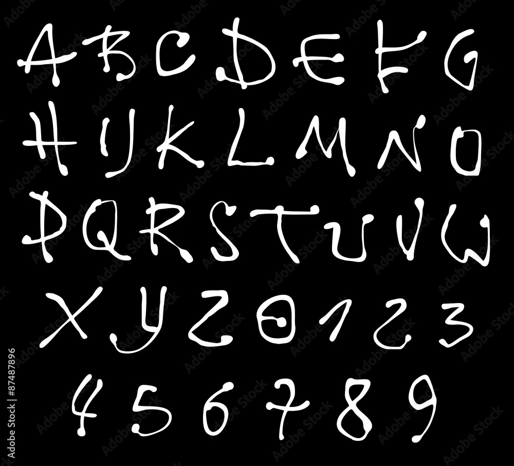 white liquid font and number alphabet over black white liquid font and number alphabet over black