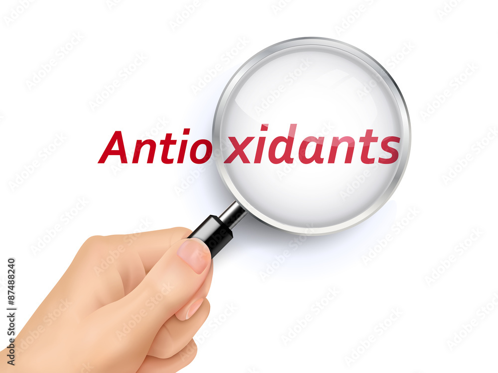 antioxidants showing through magnifying glass antioxidants showing through magnifying glass