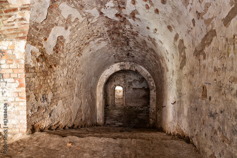 Old stone staircase leads to the dungeon.  Fort Tarakanovskiy. U