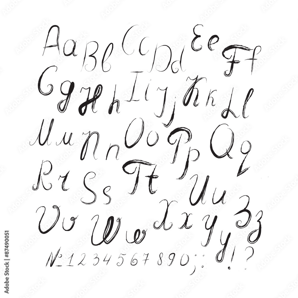Hand drawn english letters in grunge design style Hand drawn english letters in grunge design style