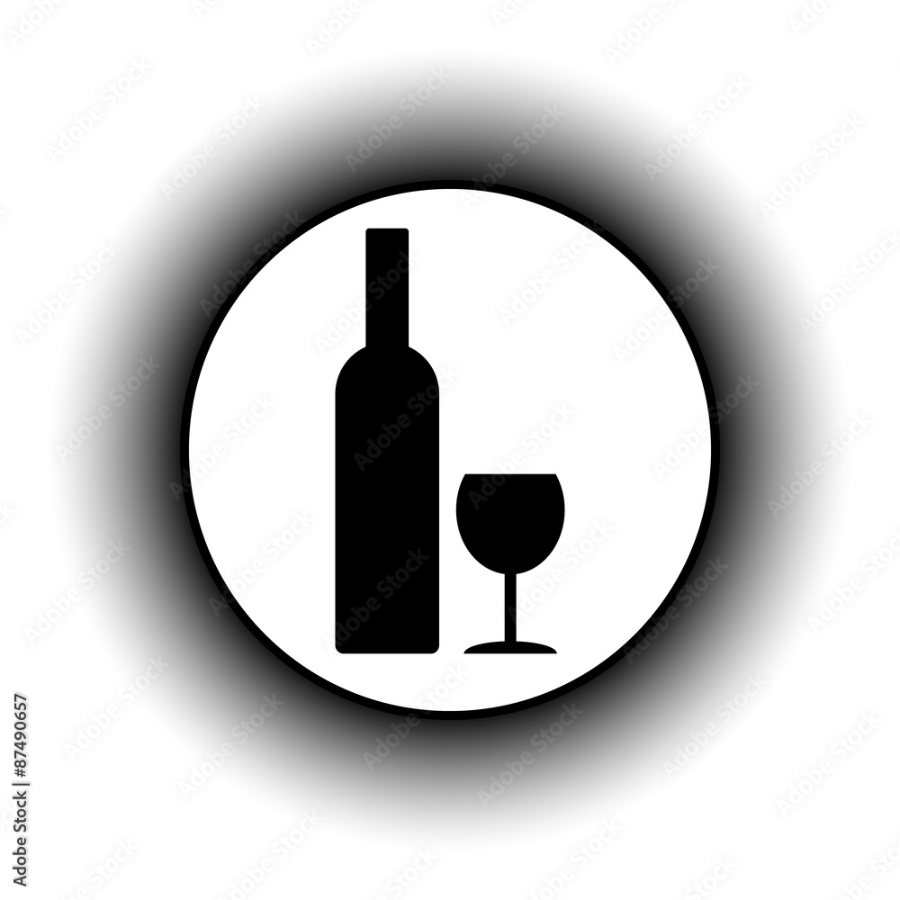 Bottle and glasse button. Bottle and glasse button.