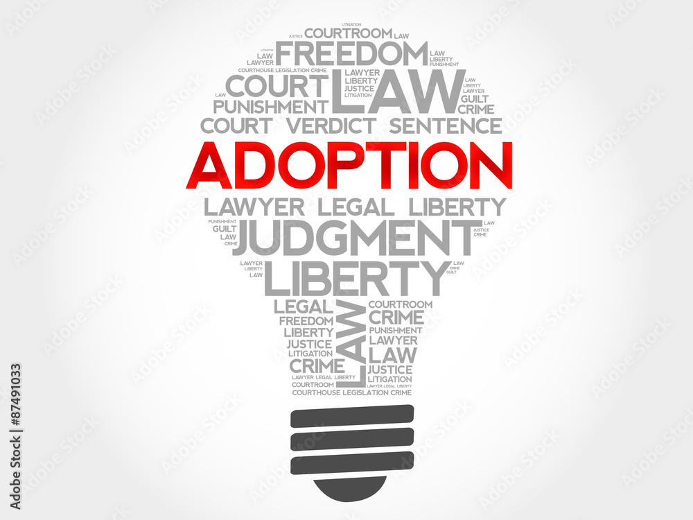 Adoption bulb word cloud concept Adoption bulb word cloud concept