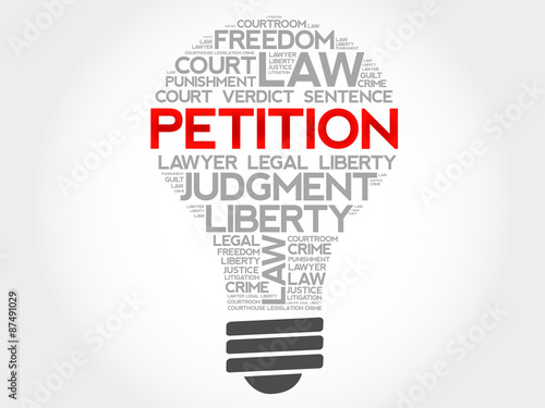 Petition bulb word cloud concept