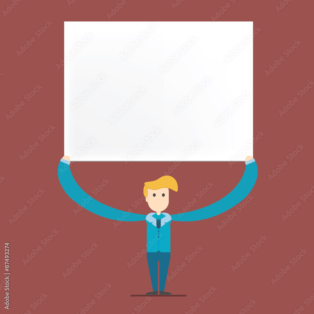 Businessman showing placard ready for your text or product,vecto Businessman showing placard ready for your text or product,vecto