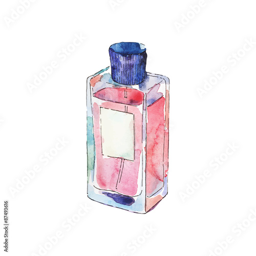 Watercolor perfume bottle. 