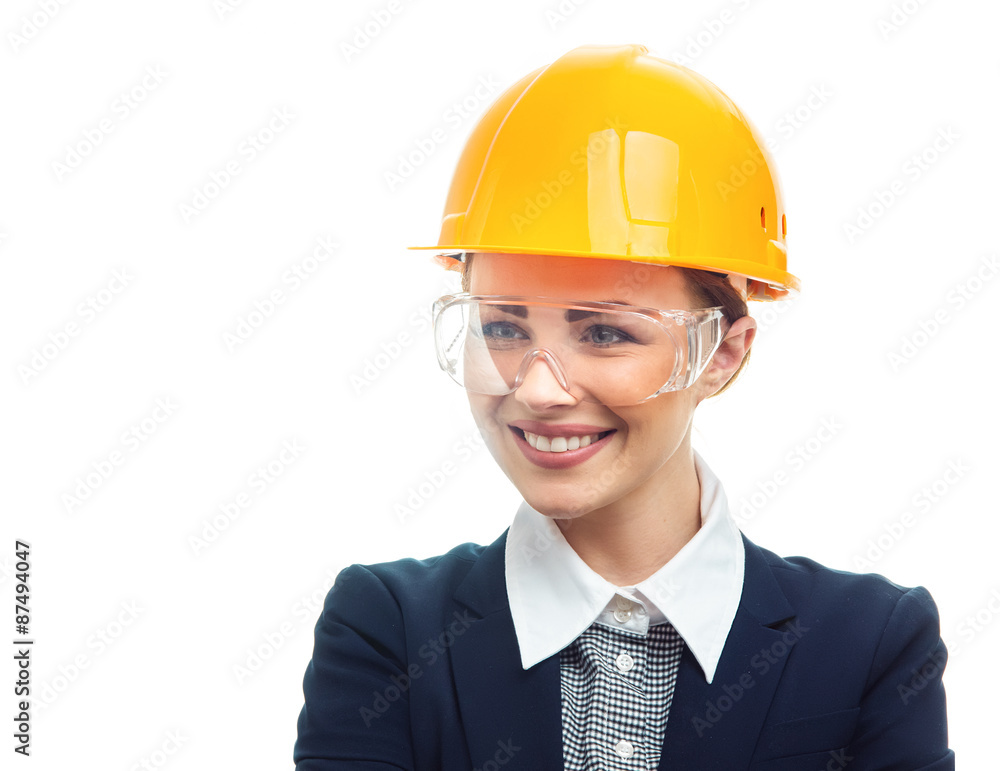 Engineer woman over white background Engineer woman over white background