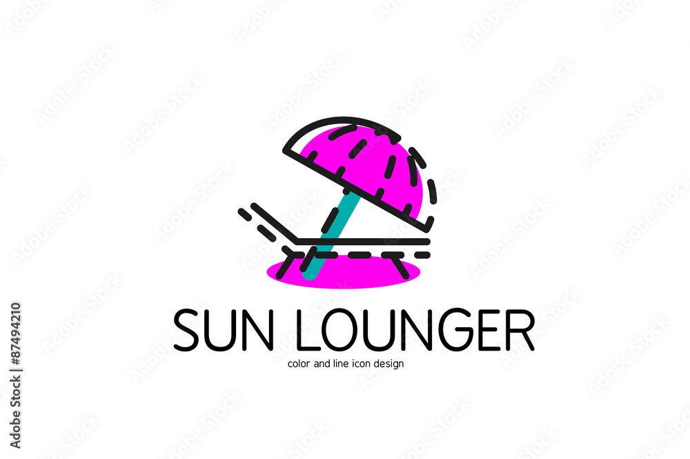 Color line icon for flat design. Sun lounger