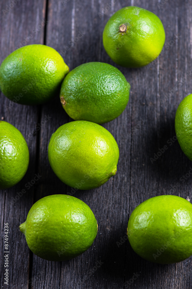 Organic limes on table Organic limes on table